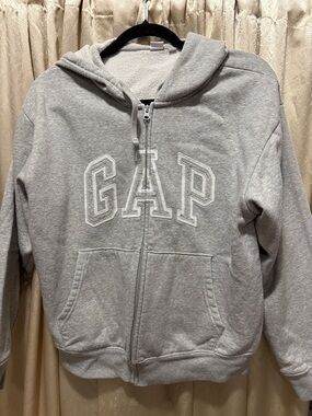 GAP Light Gray Kids Zip-Up Hoodie with Logo